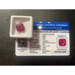 Rubí cuadrado facetado de 9.42 CT, brillante color rojo intenso