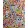 Óleo de Jean Schäfer. La cafetera, 156x123 cm