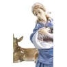 Nacimiento en porcelana Lladró, Virgen, San José, niño Jesús, buey y mula