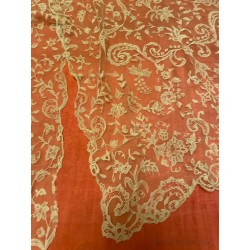 Mantilla chal de Bruselas, color crema claro, encaje fino