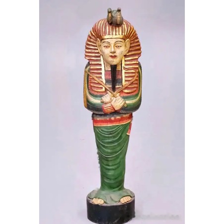 Escultura de Tutankamón en madera policromada, años 60, 99.5x24x17 cm