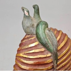 Escultura de Tutankamón en madera policromada, años 60, 99.5x24x17 cm