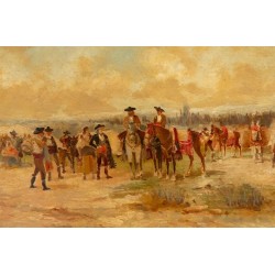 Escuela andaluza del siglo XIX. “En la feria”. Óleo sobre lienzo.