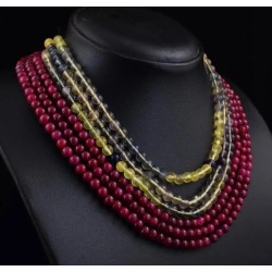 Fantástico Collar de Rubí y Fluorita con 700 CT - Elegante y Brillante