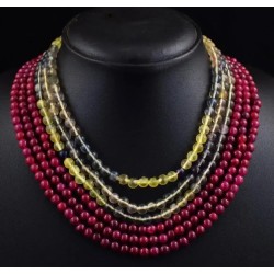 Fantástico Collar de Rubí y Fluorita con 700 CT - Elegante y Brillante