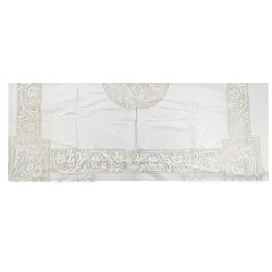 Colcha de lino blanco con bordado calado 283 x 210 cm