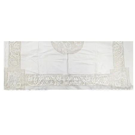 Colcha de lino blanco con bordado calado 283 x 210 cm