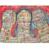 Anónimo siglo XX, Caras y libros, óleo sobre lienzo, 250x328 cm