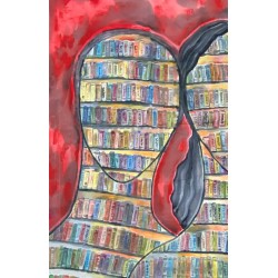 Anónimo siglo XX, Caras y libros, óleo sobre lienzo, 250x328 cm