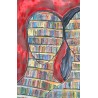 Anónimo siglo XX, Caras y libros, óleo sobre lienzo, 250x328 cm