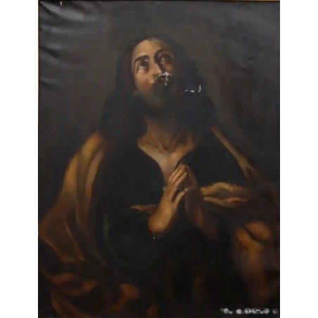 Óleo de finales XIX, Santiago Apóstol, Escuela Española, 90x73 cm