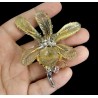 Broche de plata con cuarzo limón forma de flor
