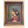 J.FIERRO S.XIX DAMA CON MANTÓN ROJO. Óleo sobre tablex