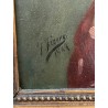 J.FIERRO S.XIX DAMA CON MANTÓN ROJO. Óleo sobre tablex