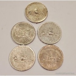 Lote 5 Monedas Históricas Italianas 500 Liras Plata Vintage Coleccionista 1960-61