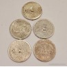 Lote 5 Monedas Históricas Italianas 500 Liras Plata Vintage Coleccionista 1960-61