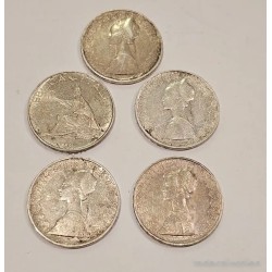 Lote 5 Monedas Históricas Italianas 500 Liras Plata Vintage Coleccionista 1960-61