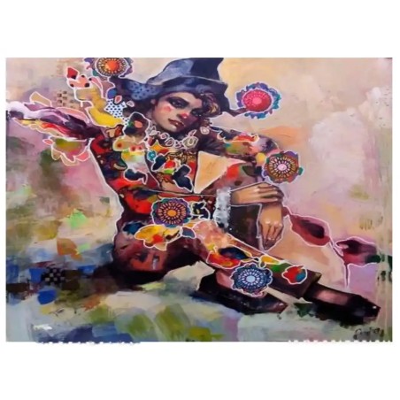 AGUSTÍN GARCÍA-ESPINA (Ribadeo, 1959). Arlequín.2021. Acrílico sobre tabla.