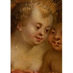 Escuela flamenca de mediados del siglo XVII. “Niño Jesús con San Juan Bautista”.