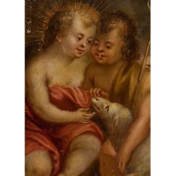 Escuela flamenca de mediados del siglo XVII. “Niño Jesús con San Juan Bautista”.