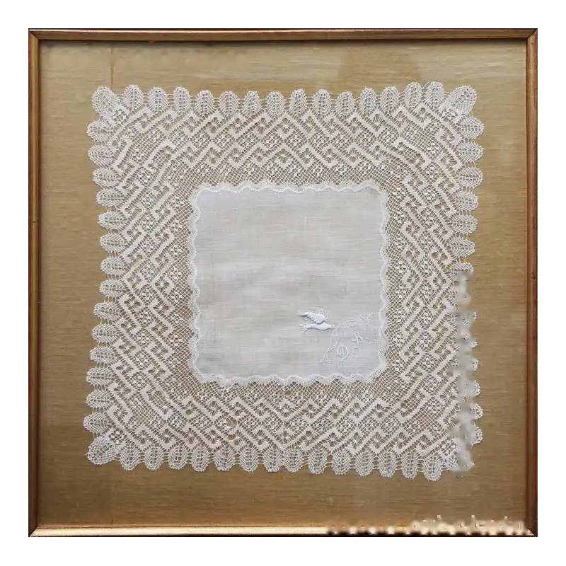 Pañuelo Vintage Encaje Bolillos Enmarcado Arte Textil Antiguo Pañuelo Vintage Encaje Bolillos Enmarcado Arte Textil Antiguo