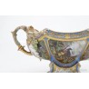 Centro francés Napoleón III en porcelana "cielo azul" tipo Sèvres.