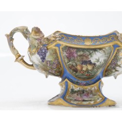 Centro francés Napoleón III en porcelana "cielo azul" tipo Sèvres.