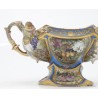 Centro francés Napoleón III en porcelana "cielo azul" tipo Sèvres.