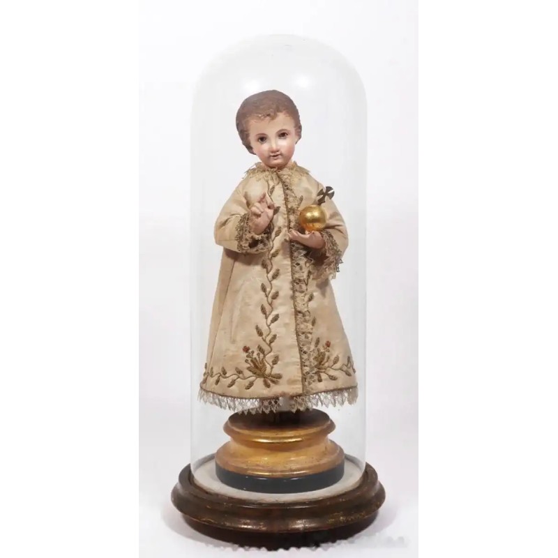 Talla policromada de Niño Jesús, escuela catalana siglo XIX Talla policromada de Niño Jesús, escuela catalana siglo XIX