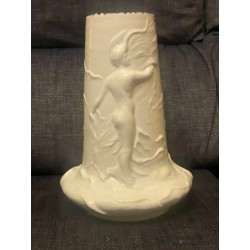Jarrón Art Nouveau de Cerámica Blanca - Figura Femenina Modernista Cartuja-Pickman