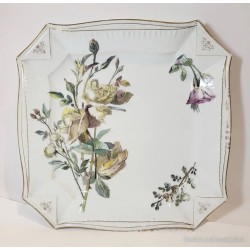 Fuente Cuadrada Porcelana Limoges V. Guerin & CIA - Decoración Floral Vintage