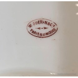 Fuente Cuadrada Porcelana Limoges V. Guerin & CIA - Decoración Floral Vintage