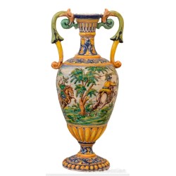 Jarrones Ánforas Talavera Escenas Ecuestres Cerámica Artística Vintage