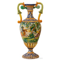 Jarrones Ánforas Talavera Escenas Ecuestres Cerámica Artística Vintage