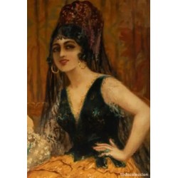 Óleo Manolas Españolas Ramón Mir i Escudé - Arte Costumbrista Catalán 1920
