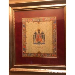 Acuarela Escudo de España Época Franquista - Heráldica Provincial Enmarcada