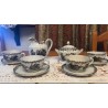 Juego de Café Antiguo Cartuja Vintage Porcelana Blanco y Negro Coleccionista