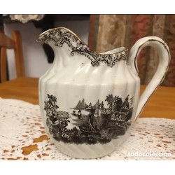 Juego de Café Antiguo Cartuja Vintage Porcelana Blanco y Negro Coleccionista