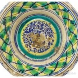 Lebrillo Antiguo Cerámica de Triana Siglo XIX - Cuenco Andaluz Verde Azul 37cm