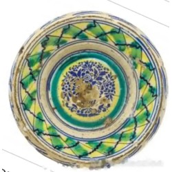 Lebrillo Antiguo Cerámica de Triana Siglo XIX - Cuenco Andaluz Verde Azul 37cm