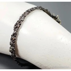 Pulsera Rígida Plata 925 Gemas Naturales Diseño Contemporáneo Luxury