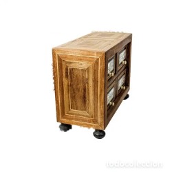Arquilla Vintage con Cajones de Madera y Placas Decorativas de Hueso
