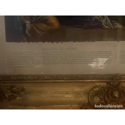 Litografía Religiosa Antigua Marco Dorado Barroco Nacimiento San José
