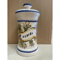 Albarelo Vintage de Cerámica - Bote de Farmacia Hedera con Decoración Floral