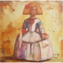 MIGUEL ÁNGEL GARCÍA LÓPEZ (Palma, 1975). “Menina”. Óleo y óxidos sobre lienzo, montado en tabla.