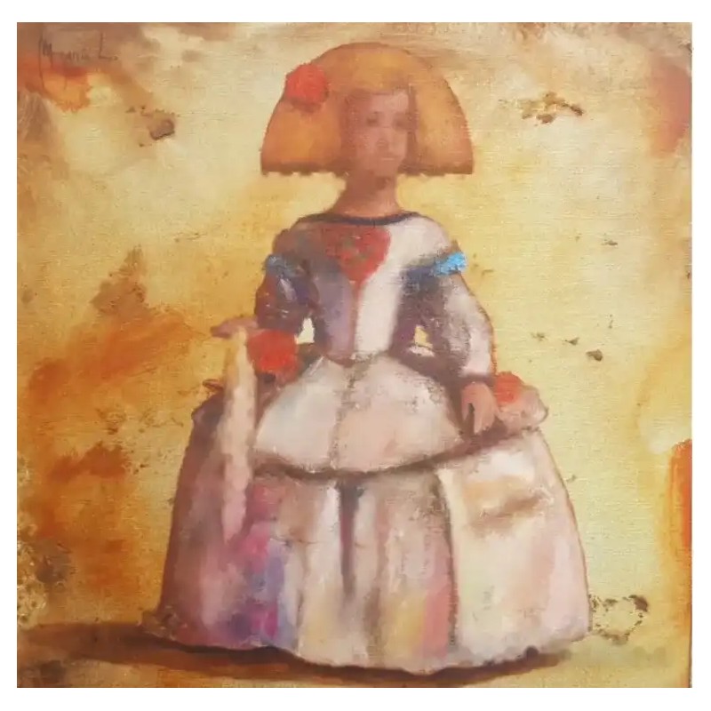 MIGUEL ÁNGEL GARCÍA LÓPEZ (Palma, 1975). “Menina”. Óleo y óxidos sobre lienzo, montado en tabla.