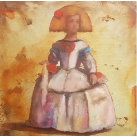 MIGUEL ÁNGEL GARCÍA LÓPEZ (Palma, 1975). “Menina”. Óleo y óxidos sobre lienzo, montado en tabla.