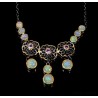 Gargantilla Plata Ópalo y Amatista - Collar Flores Bicolor - Joya Elegante