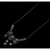 Gargantilla Plata Ópalo y Amatista - Collar Flores Bicolor - Joya Elegante