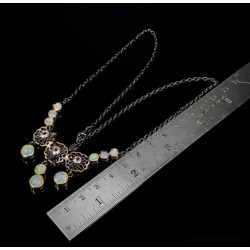 Gargantilla Plata Ópalo y Amatista - Collar Flores Bicolor - Joya Elegante